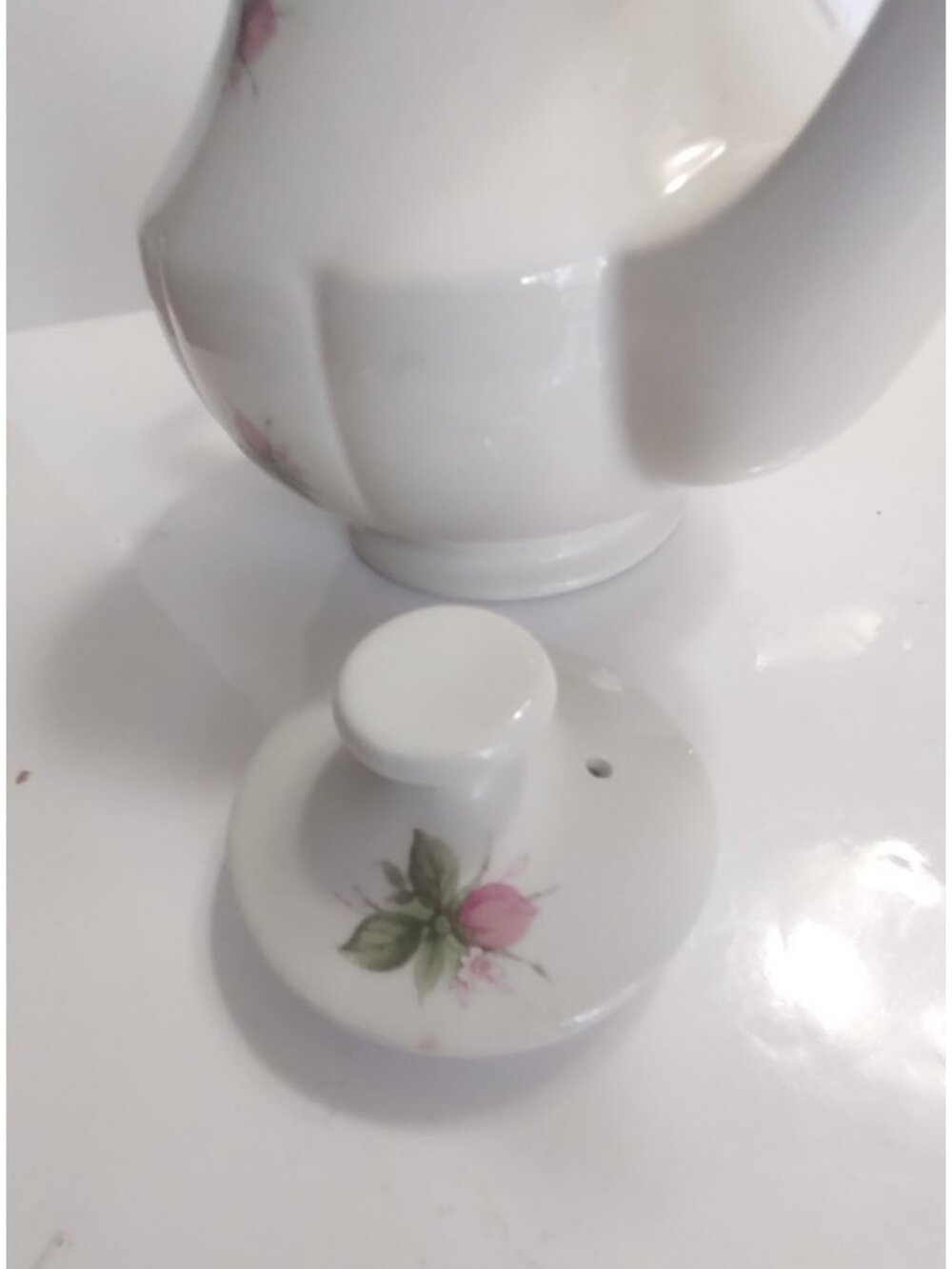 Vintage Arthur Wood & Son teapot "5585" pink and white roses 1955 - Picture 9 of 14